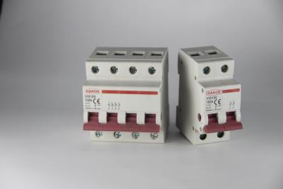 China HAROK 63 Amp 2 Pole Isolator Switch White Body With Red Knob Din Rail Products CE/RoHS Certified for sale