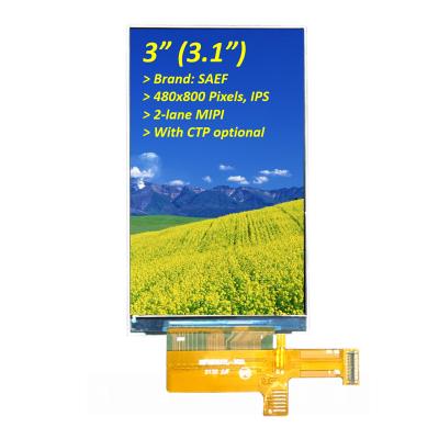 China 3 inch 480x800 Pixel Industrial TFT Display, 3.1inch TFT LCD ST7701S IPS Display for sale