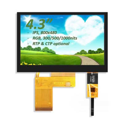 China 4.3 Inch TFT Monitor LCD 800(RGB)X480 ST7282 Drive IC Full View TFT LCD Module for sale