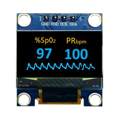 China 4 pin de cabeçalho Modulo OLED de 0,96 polegada 128x64 Pixel Interface I2C Amarelo+Color Azul à venda