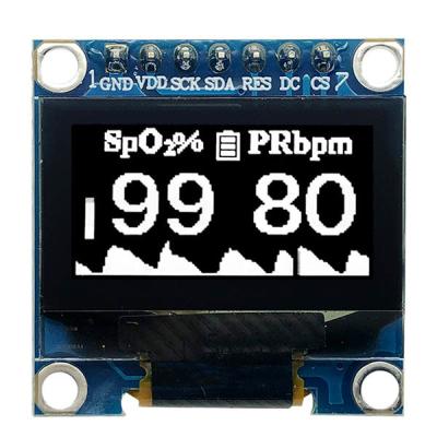 China 0.96 pulgadas SSD1306 controlador 7 pines Fuentes blancas y azules SPI OLED pantalla 128x64 3V PMOLED en venta