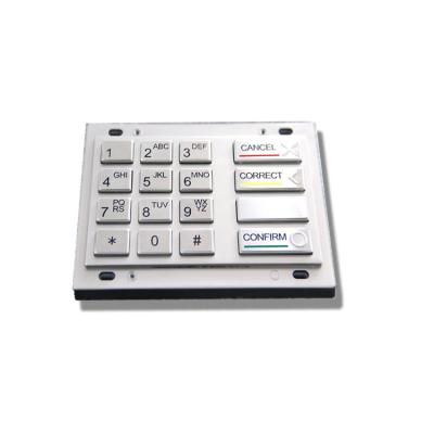 China PCI 4.0 Certification 16 Keys DES 3DES Encrypted Metal Keypad For ATM Machine for sale