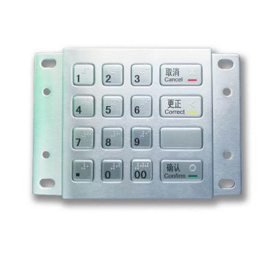 China ATM Payment Kiosk DES 3DES Encrypted Metal EPP Pin Pad With 16 Braille Keys USB for sale