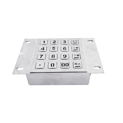 China 4x4 16 Keys 304 Stainless Steel Metal Numeric Keypad with Backlight Self Service Kiosk Keypad for sale