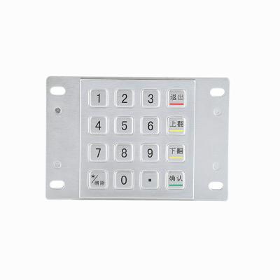China 304 Stainless Steel ATM Machine Pin Pad Payment Kiosk IP65 Encrypted Metal Keypad with 16 Keys for sale
