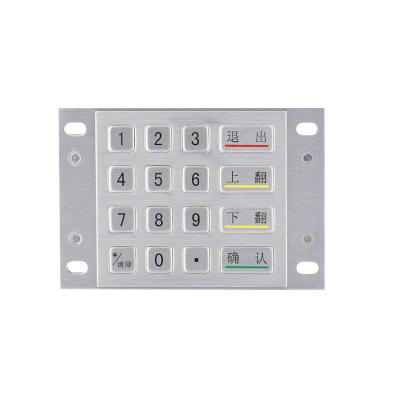 China DES 3DES Encryption 4x4 Stainless Steel Metal Encrypted EPP Pin Pad For Payment Kiosk for sale