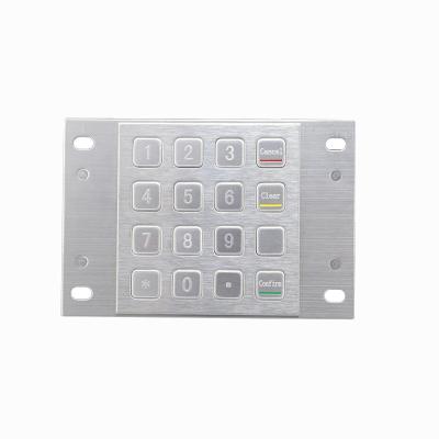 China IP65 ATM de acero inoxidable Pad de pin de metal cifrado con 16 llaves para quiosco de pago de autoservicio en venta