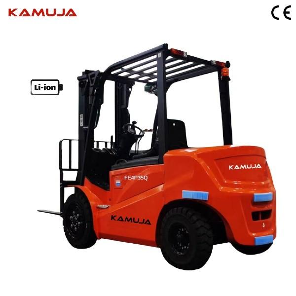 Quality KAMUJA 3.5 Ton Lithium Battery Forklift 3 Stage Mast Lityum Forklift for sale