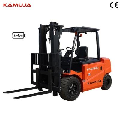 China Li Ion 5t Electric Forklift 5000kg Lithium Forklift With Full Free Mast for sale