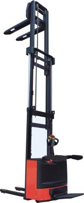 China 3 Stage Standing on Mast Electric Stacker 1.6ton load mast extender up to 5.5m à venda