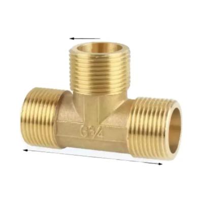 中国 Copper 3 Way Elbow Connector Lpg Brass Tee With Internal And External Thread 1/8 1/4 3/4 Point 販売のため