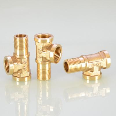 China Threaded Connection Brass And Other Tees With Threaded Connection Teeth Inner And Outer Wires To Extend Copper Tees for sale