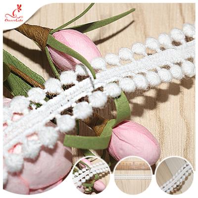 China 1.5cm Pom Pom Lace Trim Bilateral Crochet Ribbon Laces For Diy Accessories for sale