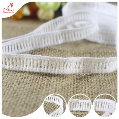 China 1.2cm Lace Trims Machine Crochet Pure Poly Mesh Lace Ribbon For Women Dress for sale