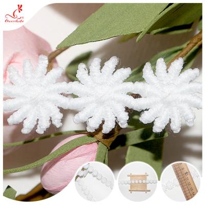 China Poly Milk Tassel Fringe 3D Flower Lace Trims Accessory For Lace Dresses for sale
