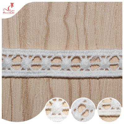 China Pure Cotton Ribbon Guipure Lace Trim Warp Embroidery Lace Trims For Curtain for sale