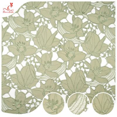 China Guipure Trimming Cotton Lace Fabric Trim Embroidery 3D Flower Trim Lace à venda