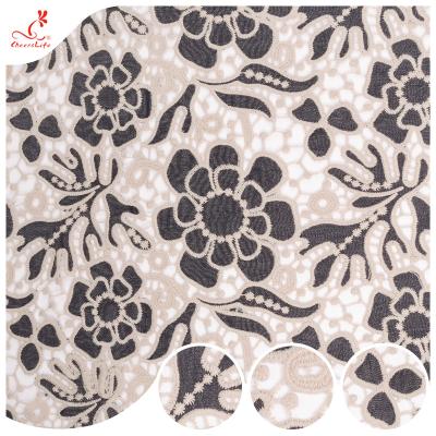 China Lightweight Water Soluble Lace Polyester Embroidery Guipure Chemical Lace Trim Fabric for sale