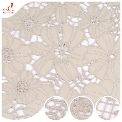 China OKEO-TEX Guipure Lace Trim Polyester Milk Fiber Embroidery Lace Trim for sale