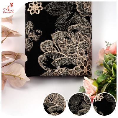 China Flower Pattern Embroidered Lace Fabric Guipure Mesh Lace 135cm Width for sale