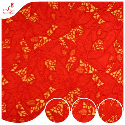 China Beautiful Leaf Guipure Embroidery Tulle Lace Fabric 135cm Width for sale