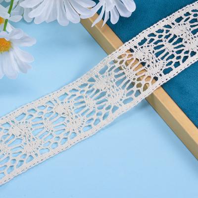 China White Cotton Lace Trim Embroidered Ribbon Crochet Lace Fabric Diy for sale