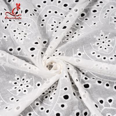 China 120Cm White Cotton Eyelet Chicken Voile Embroidery Lace Eyelet Fabrics for sale