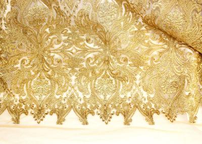 China Fashion Floral Pattern Gold Lurex Nylon Lace Fabric for Party / Banquet Dress for sale