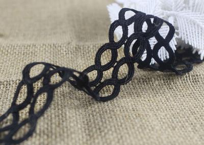 China Polyester Hollow Out Water Soluble Black Lace Ribbon Trim Double Oval Pattern for sale