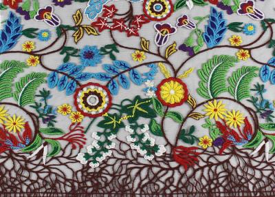 Chine Le tissu brodé floral français coloré multi de la dentelle 3D/tissu de fabrication pour des filles s'habillent à vendre