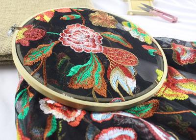 China Floral Multi Colored Antique Lace Fabric With Fine Pattern And Bright Luster Color for sale