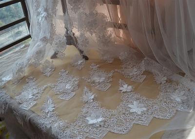 China Ivory Embroidery Corded Sequin 3D Floral Lace Fabric For Bridal Wedding Dress for sale