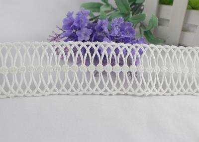 China White 4.2cm Width Floral Guipure Lace Trim By The Yard , Wedding Stretchy Lace Ribbon for sale