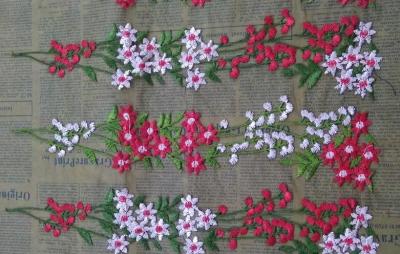 Китай Романтичный цветок 3Д вышил ткани шнурка Тюль, вышитой ткани чистой ткани продается