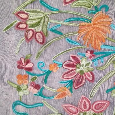 China Polyester Wide Jacquard Embroidered Mesh Lace Fabric By The Yard With Colored 3D Flower for sale