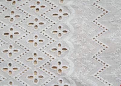 China African Bridal Cotton Eyelet Lace Fabric , Embroidered Cotton Lace Curtain Fabric for sale