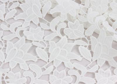 China Scallop Antique Cotton Bridal Lace Fabric , Water Soluble Flower Lace Fabric For Clothing for sale