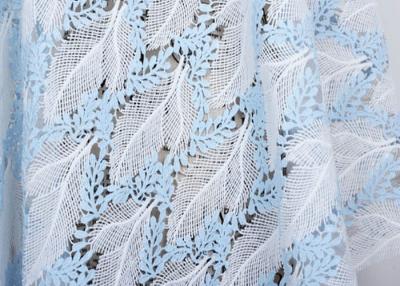 China Dubai Stretch Water Soluble Embroidered Sequin Lace Fabric Blue And White Color for sale
