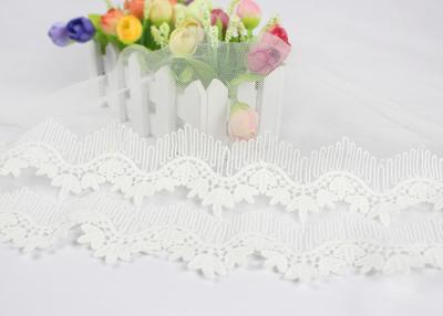 China Off White Cotton Embroidered Lace Trim For Sewing Clothes / DIY Wedding Dress Decoration for sale