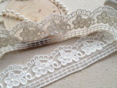 China 3CM Pretty Scalloped Edge Nylon Lace Trim Off White For Wedding Dress Sewing for sale