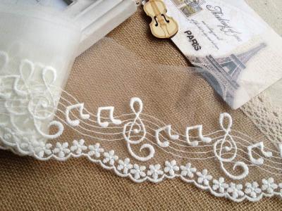 China Embroidered 2.72'' Width Off White Nylon Mesh Trim Lace for Bridal Dress Decoration for sale