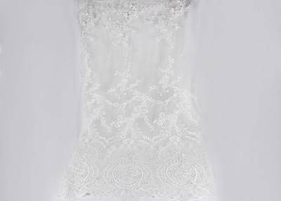China Tela de malla nupcial bordada blanco francés africano de la tela del cordón para los vestidos de fiesta en venta