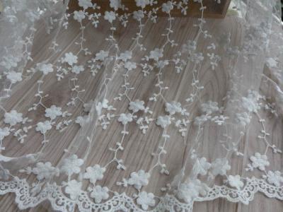 China Embroidery Lace Cotton Flower Nylon Mesh Wedding Bridal Dress Fabric 49.21'' Width for sale