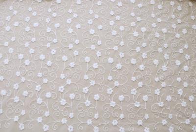 China Floral Pattern Nylon Lace Fabric Embroidered Tulle Fabric For Wedding Dress for sale