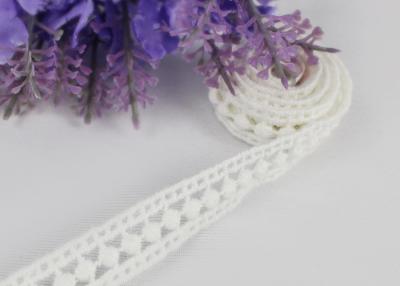 China 1.5cm Width Chemical Eyelet Cotton Lace Trim With Concise Quadrate / Dot Design for sale