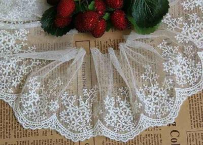 China Ivory Embroidery Nylon Lace Trim With Snowflake Pattern For Bridal Veil for sale