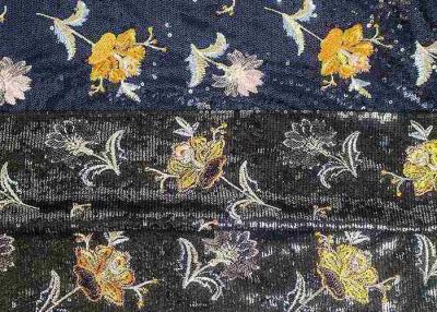 China Embroidery Sequin Lace Fabric with 3D Elegant Multi Colored Flowers Pattern for sale