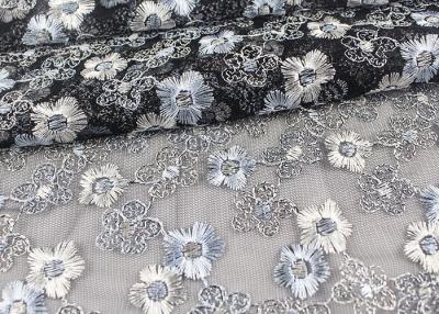 China Floral Design Embroidered Tulle Lace Fabric For Bridal Wedding Dresses for sale