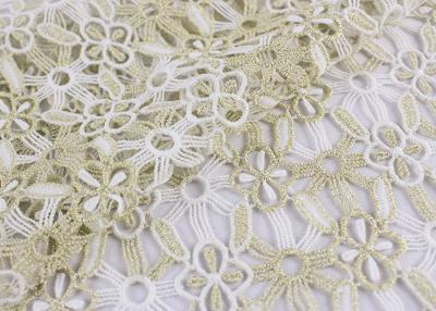 China Polyester Lace Fabric With Floral Lace Designs Metallic Fabric For Fashion Garment for sale