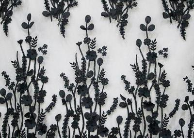 China Polyester 3D Flower Lace Fabric For Wedding Dresses , Embroidered Bridal Lace Fabric for sale